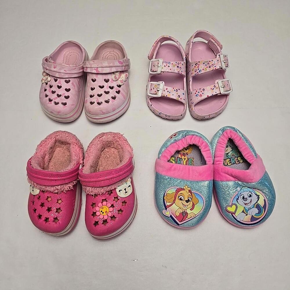 LOT OF 4 TODDLER GIRLS Pink SANDALS  Summer POOL SHOES SIZE 5